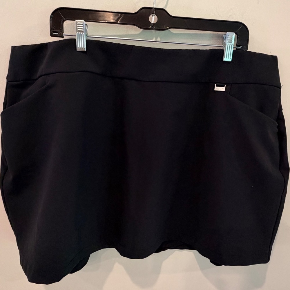 Greg Norman PlayDry Women XXL Black Golf Skort‎ Athletic Skirt Pull On Pockets